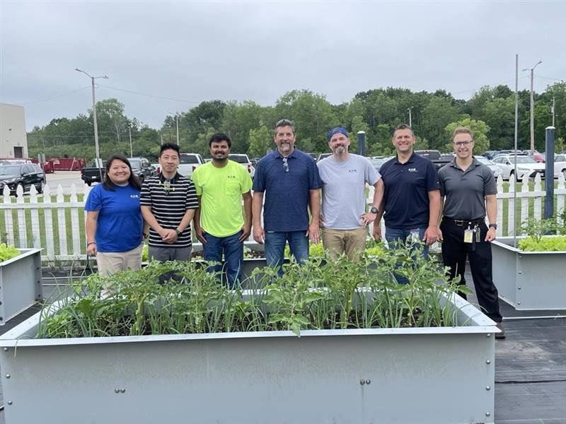 Eaton employees at their company garden